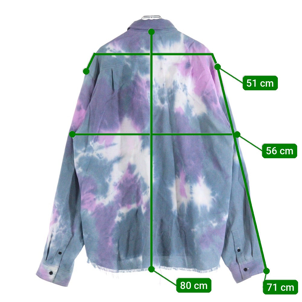 cvtvlist(カタリスト) 21AW ブリーチデザイン カットオフボタンレス 長袖シャツ ブルー/ピンク 21FW0202