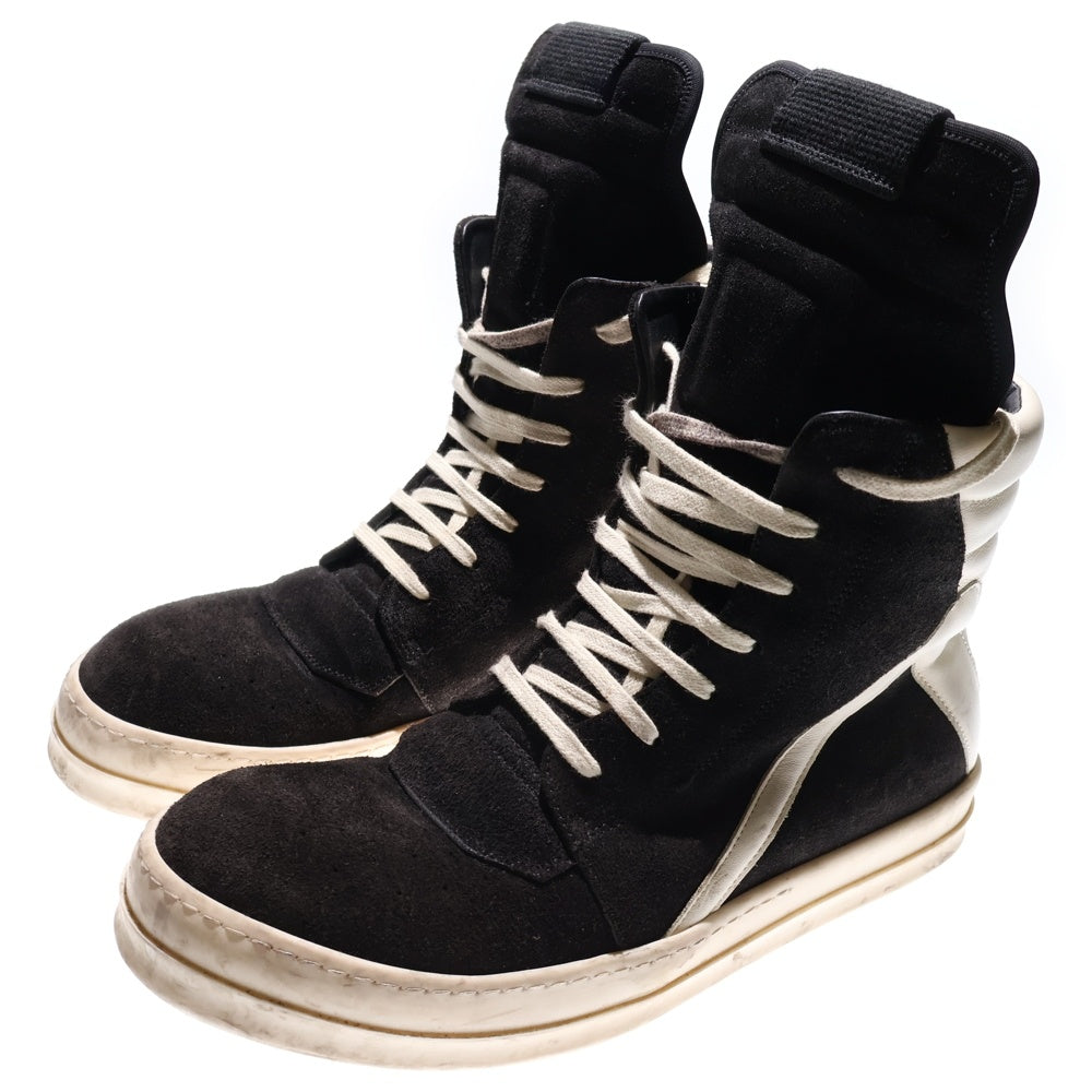 Rick Owens(リックオウエンス) STROBE GEOBASKET ジオバスケット レースアップ スエードレザーハイカットスニーカー ブラック/ホワイト
