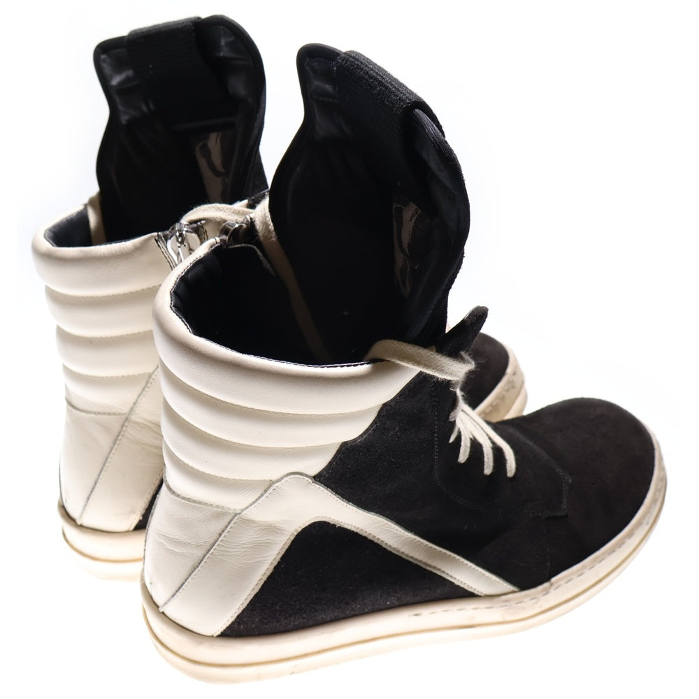 Rick Owens(リックオウエンス) STROBE GEOBASKET ジオバスケット レースアップ スエードレザーハイカットスニーカー ブラック/ホワイト