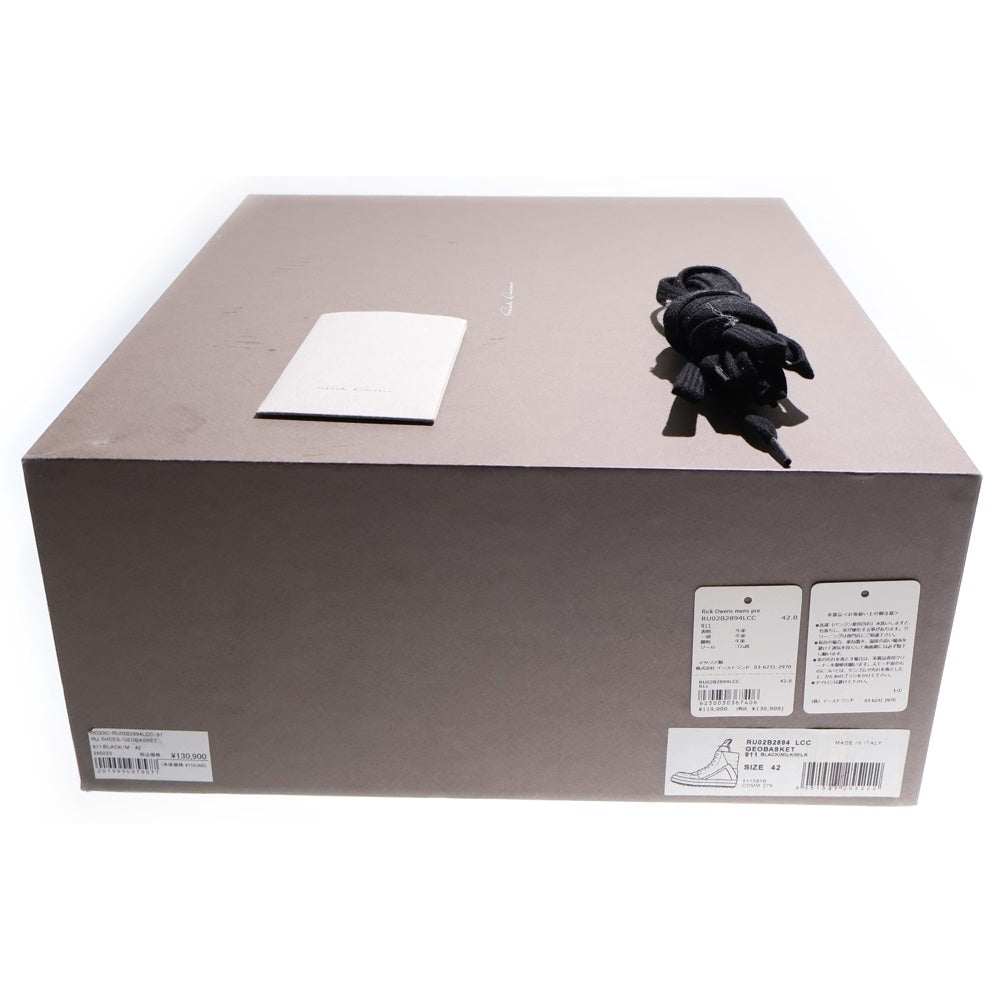Rick Owens(リックオウエンス) STROBE GEOBASKET ジオバスケット レースアップ スエードレザーハイカットスニーカー ブラック/ホワイト