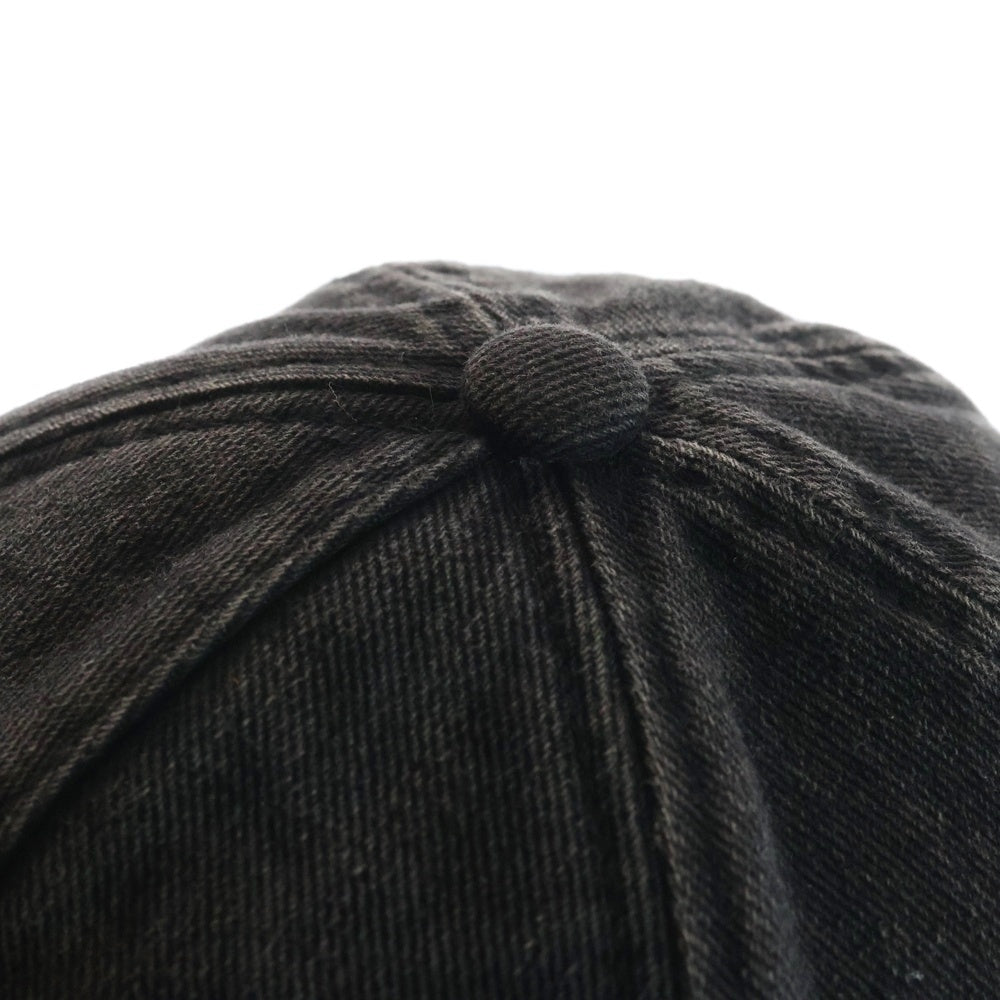MARTINE ROSE(マーティンローズ) CUT PEAK BACK CAO ダメージ加工 刺繍キャップ 帽子 ブラック
