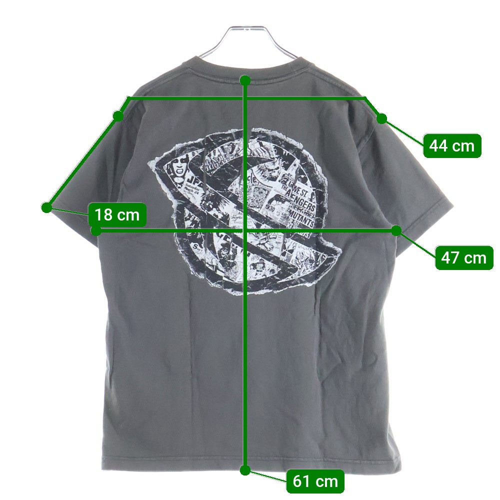 NO BRAND(ノーブランド) LOST ロストサーフボード フロントプリント 半袖Tシャツカットソー グレー