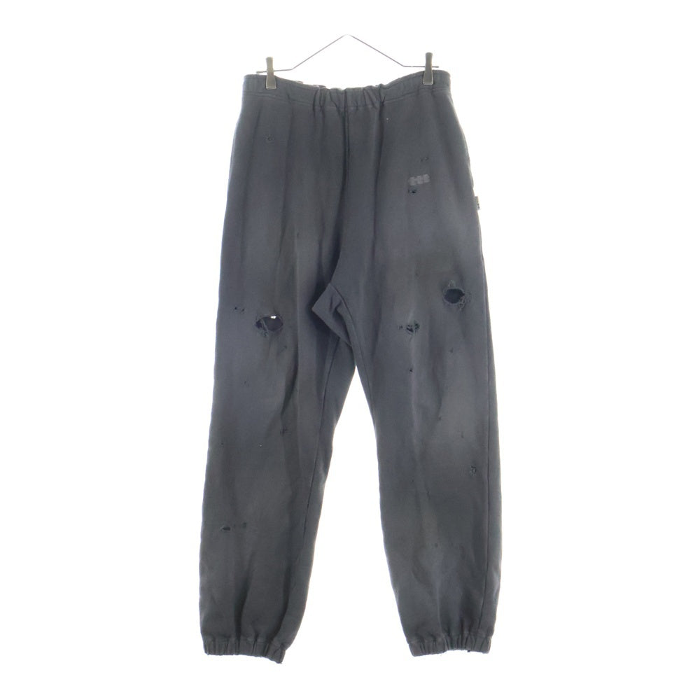 TTT_MSW(ティーモダンストリートウェア) 23AW ダメージ加工 スウェットパンツ ブラック TT-2023AW-PT13