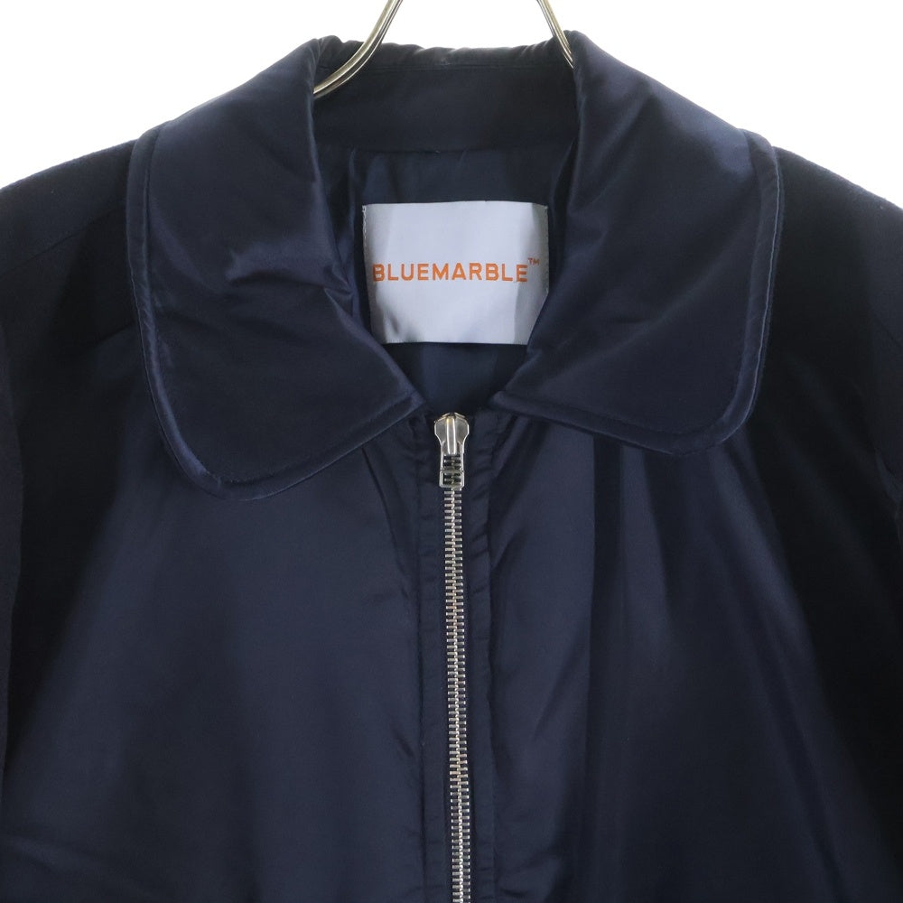 BLUEMARBLE(ブルーマーブル) ZIP FRONT WOOL NYLON JACKET ウール ナイロン切り替え ボンバージャケット ネイビー