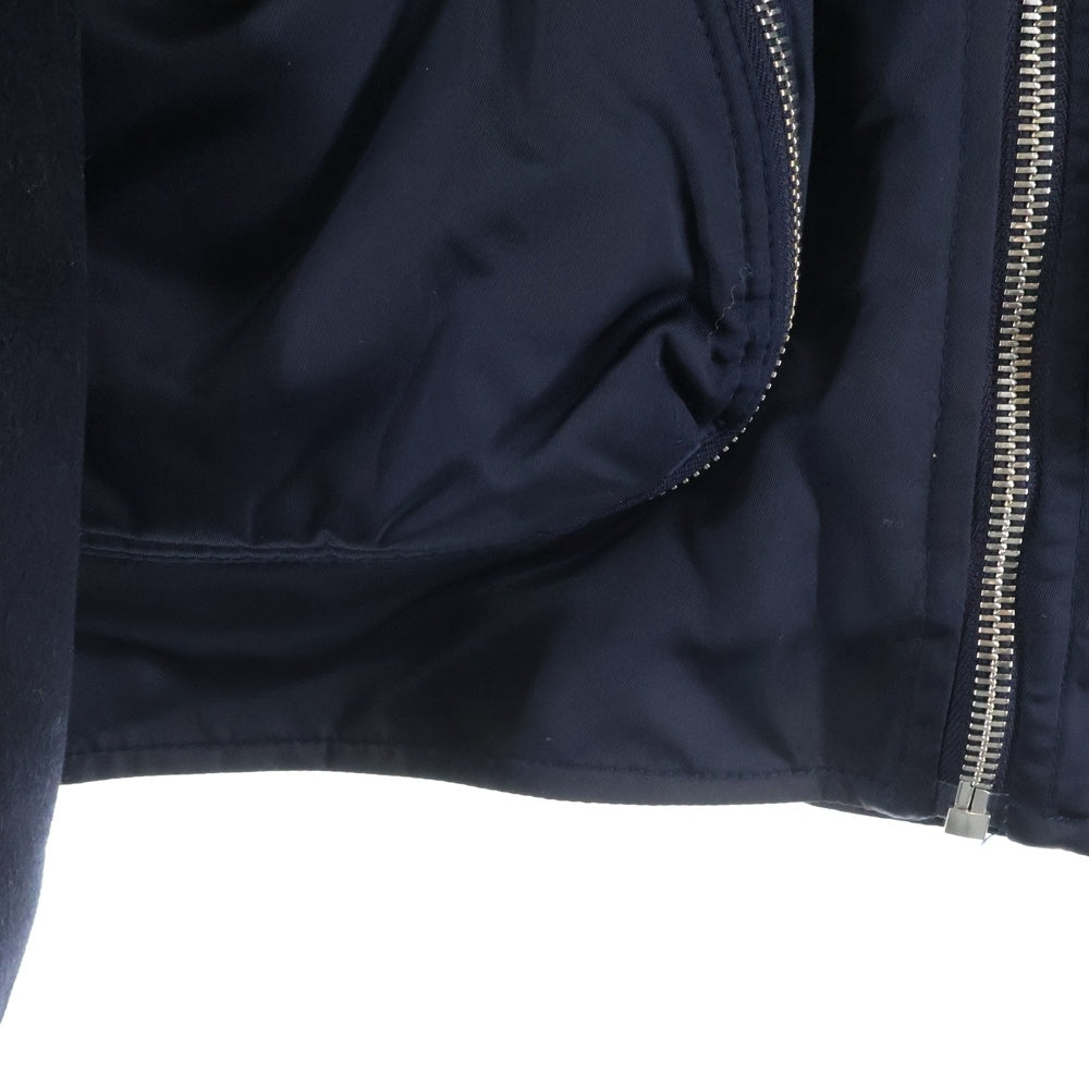 BLUEMARBLE(ブルーマーブル) ZIP FRONT WOOL NYLON JACKET ウール ナイロン切り替え ボンバージャケット ネイビー