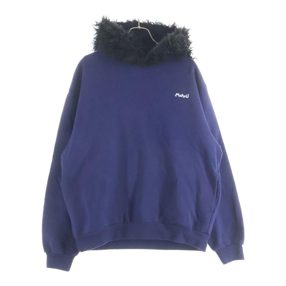 MARNI(マルニ) 22AW フロントロゴ刺繍 フェイクファー フーデッド プル