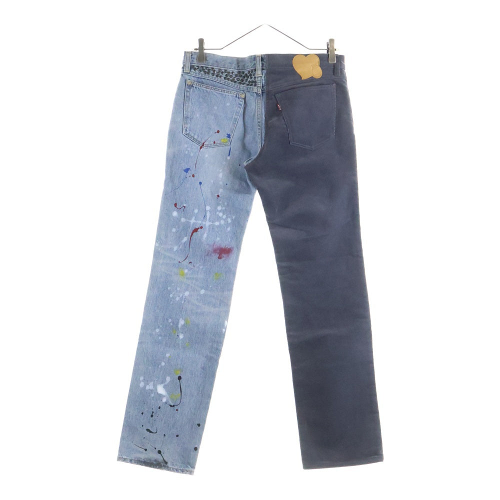 NUMBER (N)INE(ナンバーナイン) 06SS ペンキスタッズデニム コーデュロイドッキングパンツ ブルー