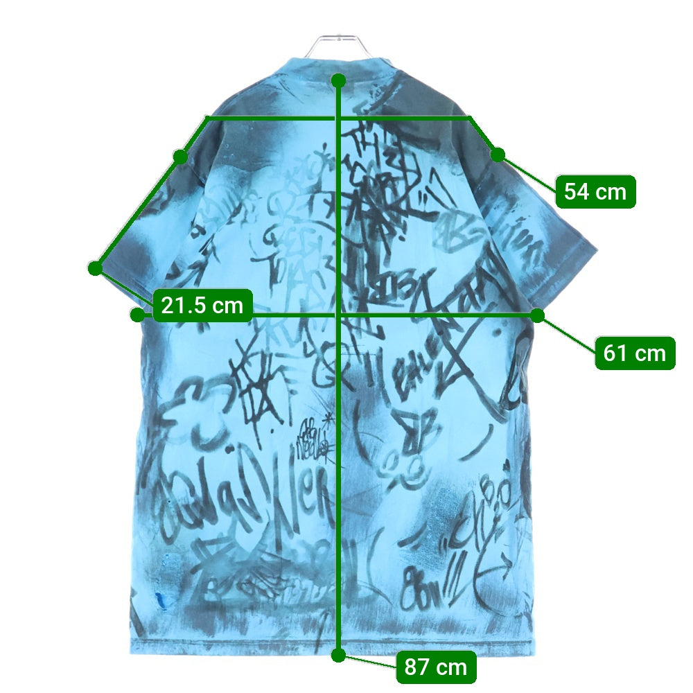 BALENCIAGA(バレンシアガ) 23SS 1300 Skater デストロイ加工 ワッペン 半袖Tシャツ カットソー ブルー 739028 TOVA7
