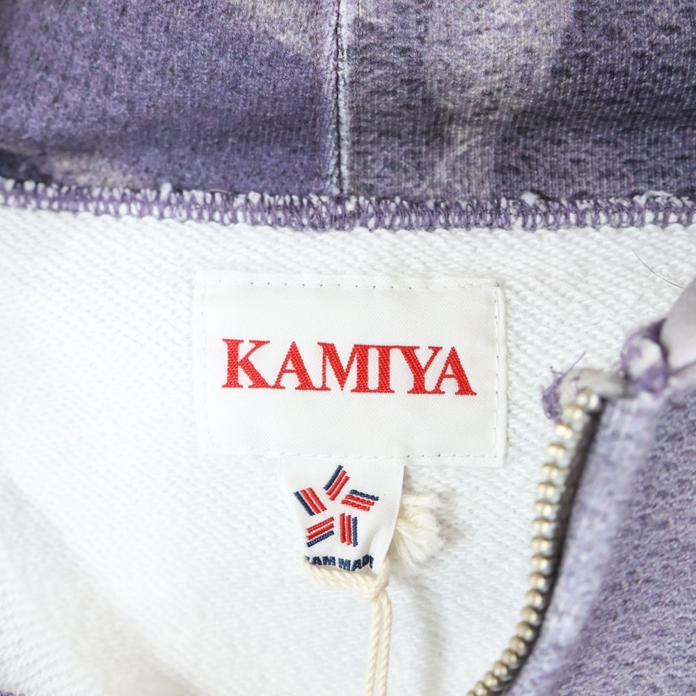 KAMIYA(カミヤ) 25AW TROMPE L'OEIL PRINT ZIP HOODIE ブリーチ加工 ジップアップパーカー パープル G15HD114-0