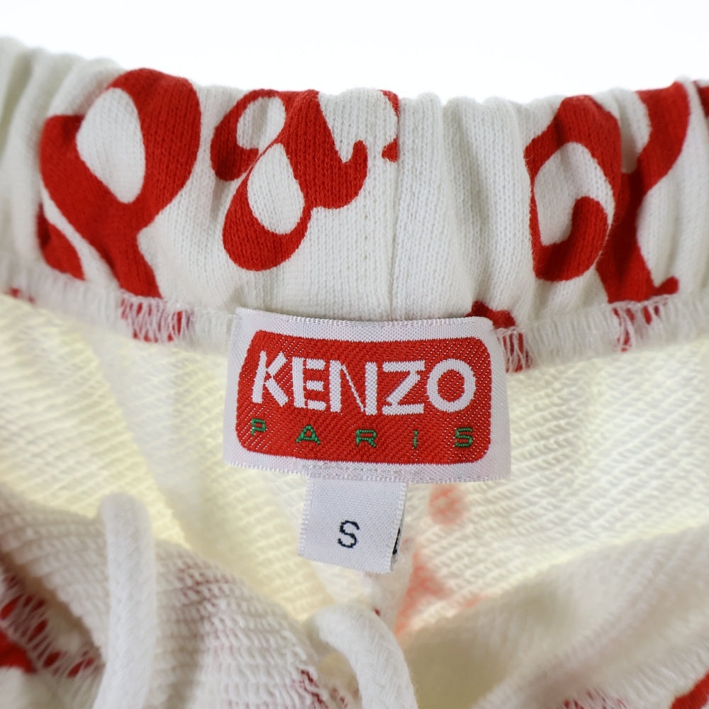 KENZO(ケンゾー) 24SS×VERDY JOG PANTS FE58PA6034MG ヴェルディ ロゴプリント スウェットジョッグパンツ ホワイト/レッド レディース