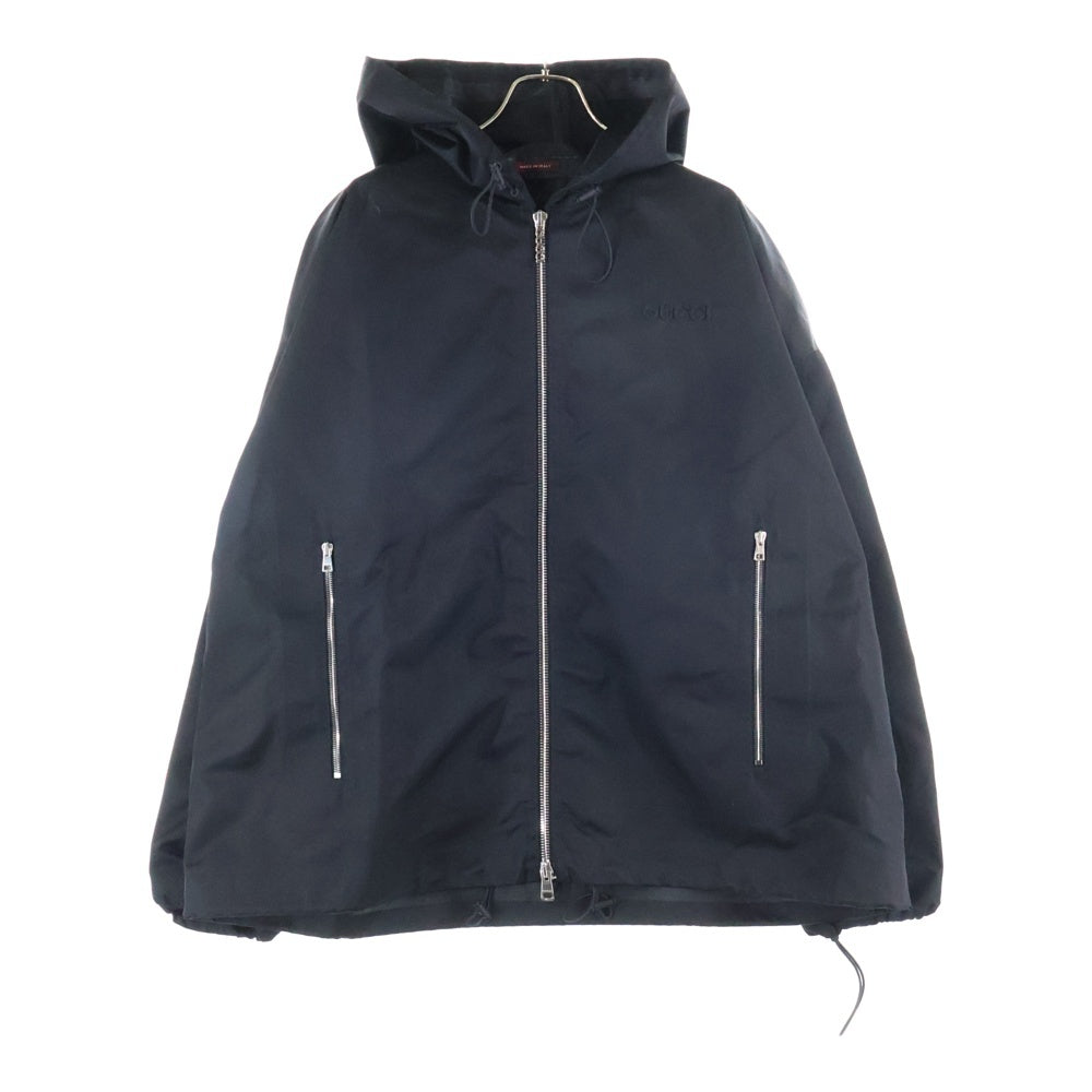 GUCCI(グッチ) Nylon Hooded Jacket 793664 ZAQ7F ナイロンエンブロイダリージップジャケット ブラック