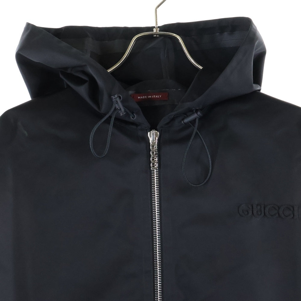 GUCCI(グッチ) Nylon Hooded Jacket 793664 ZAQ7F ナイロンエンブロイダリージップジャケット ブラック