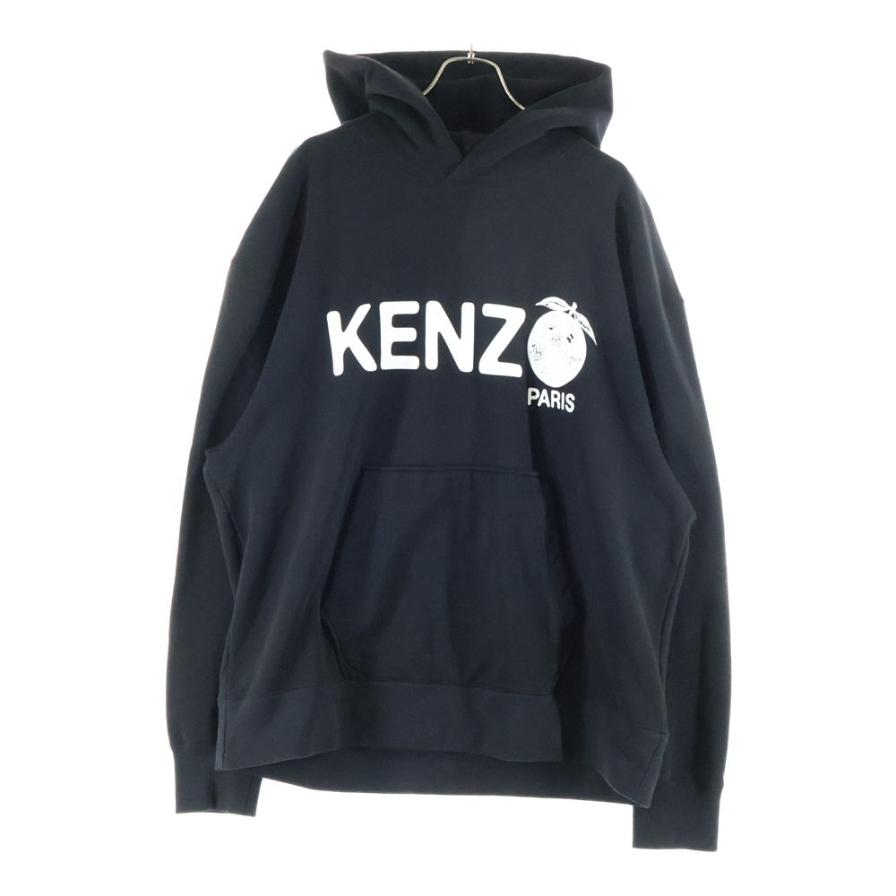 KENZO(ケンゾー) フルーツロゴプリントスウェットプルオーバーパーカー ブラック