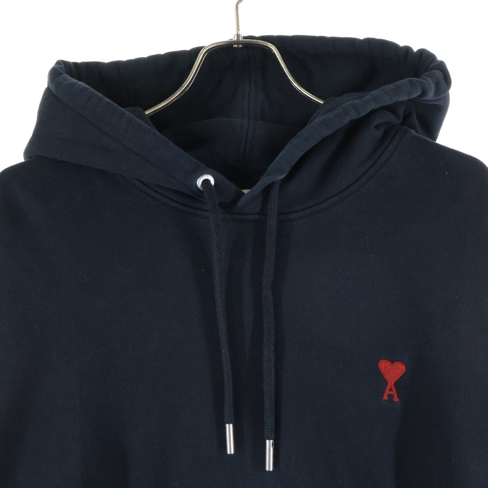AMI Alexandre Mattiussi(アミアレクサンドルマテュッシ) AMI DE COEUR HOODIE B ワンポイント ハートロゴ スウェットプルオーバーパーカー ブラック