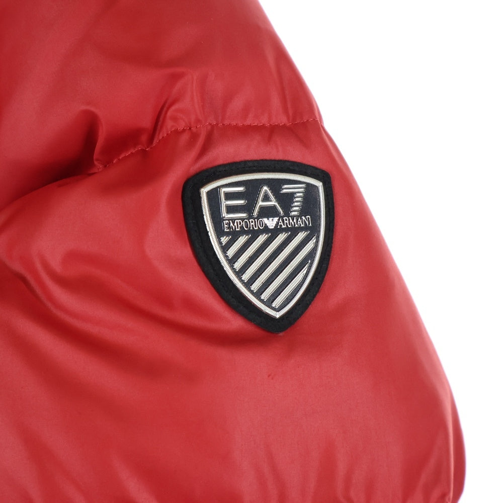 EA7(イーエーセブン) エンブレムパッチナイロンダウンジャケット レッド