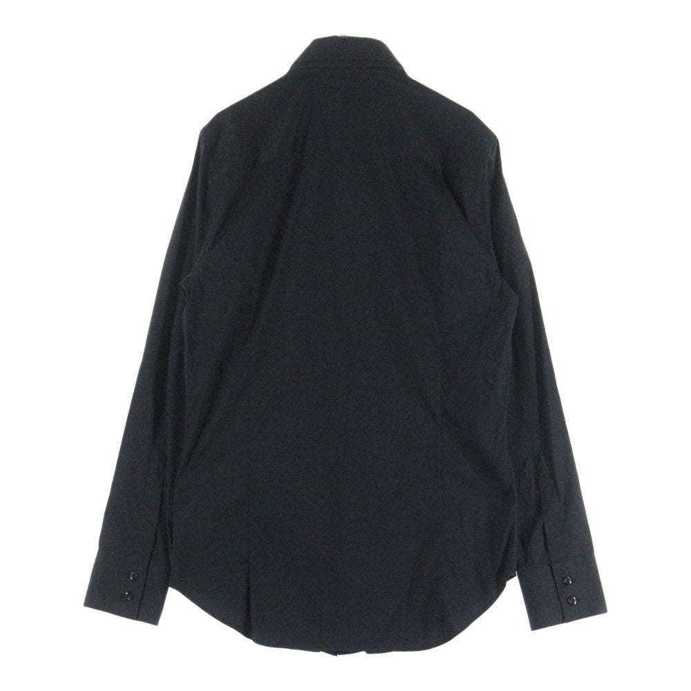 EMPORIO ARMANI(エンポリオアルマーニ) コットンダブルカラー長袖シャツ ブラック
