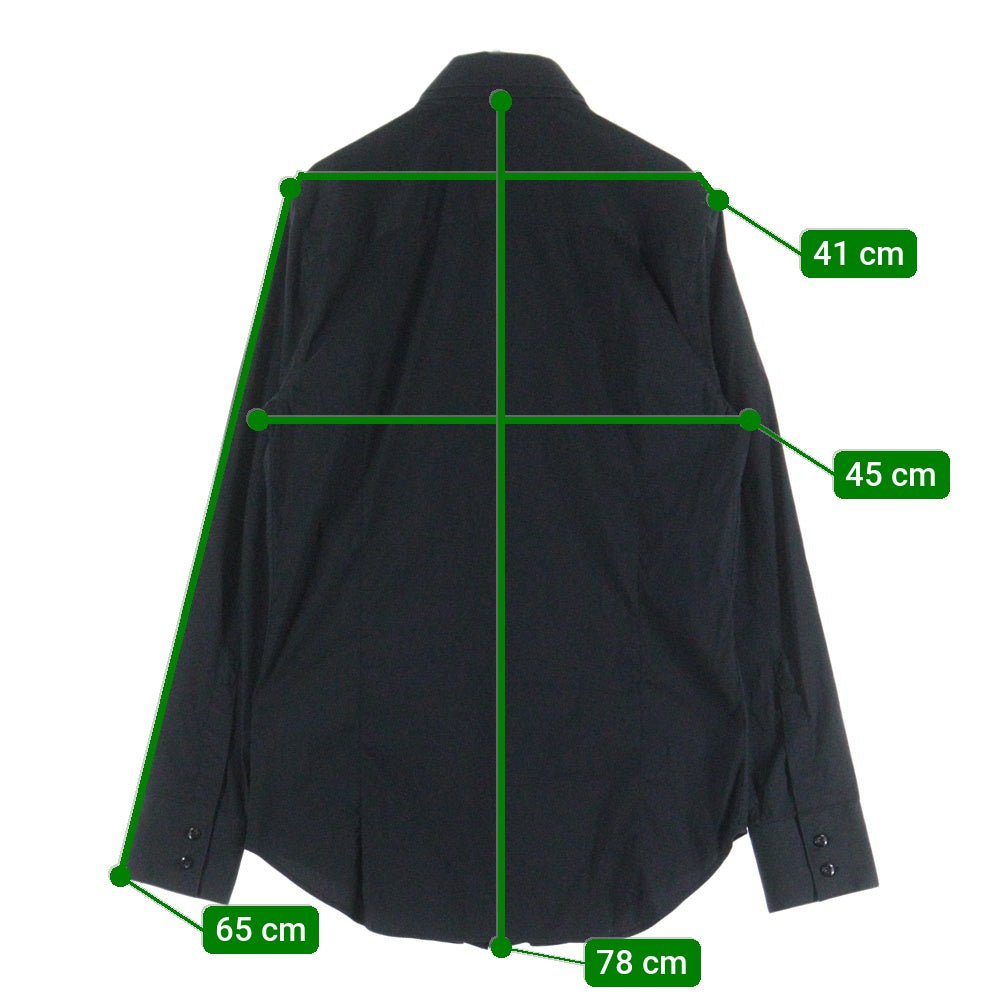 EMPORIO ARMANI(エンポリオアルマーニ) コットンダブルカラー長袖シャツ ブラック