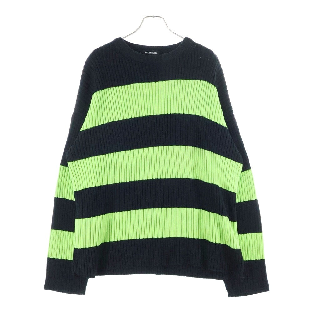 BALENCIAGA(バレンシアガ) 21SS バックBBロゴプリント ニットセーター 608760 グリーン/ブラック