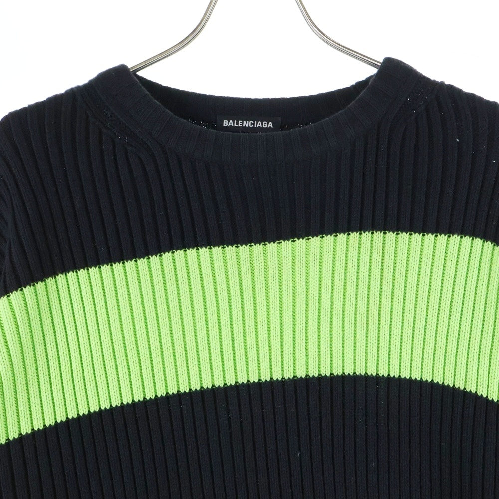BALENCIAGA コットンニット リブライン ロゴ タグ ブラック 黒 美品 BALENCIAGA コットンニット リブライン ロゴ タグ ブラック 黒 美品