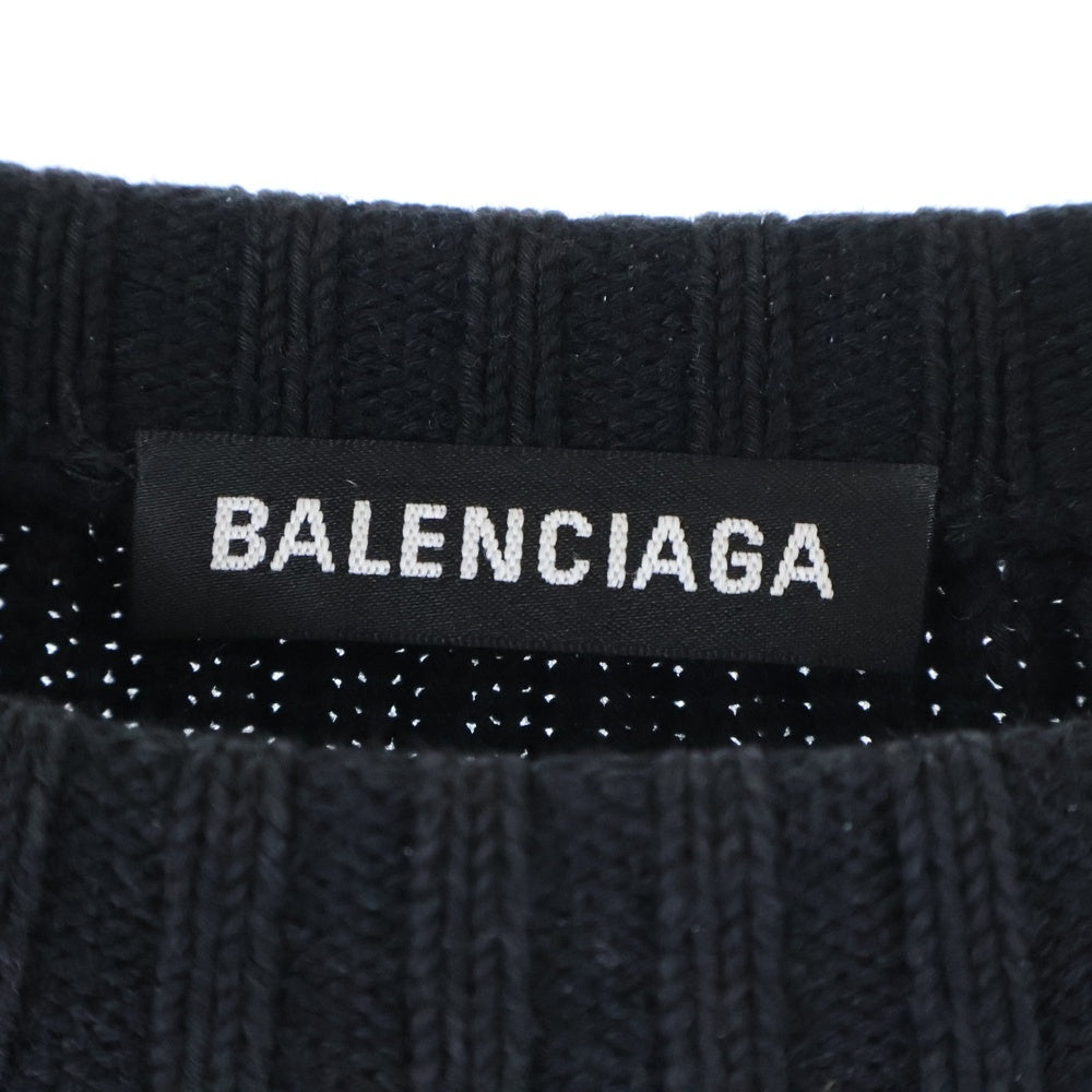 BALENCIAGA(バレンシアガ) 21SS バックBBロゴプリント ニットセーター 608760 グリーン/ブラック