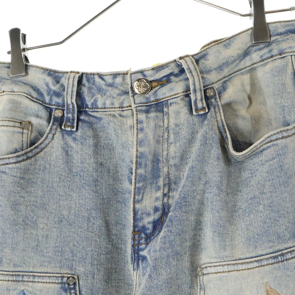 GUAPI(グアピ) STAR PATCH SLIM JEANS スターパッチスリムジーンズ ダブルニー インディゴ
