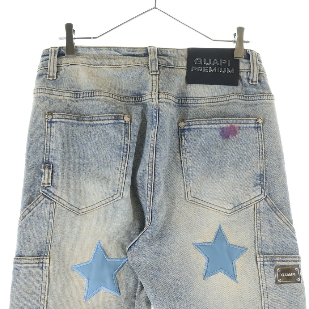 GUAPI(グアピ) STAR PATCH SLIM JEANS スターパッチスリムジーンズ ダブルニー インディゴ