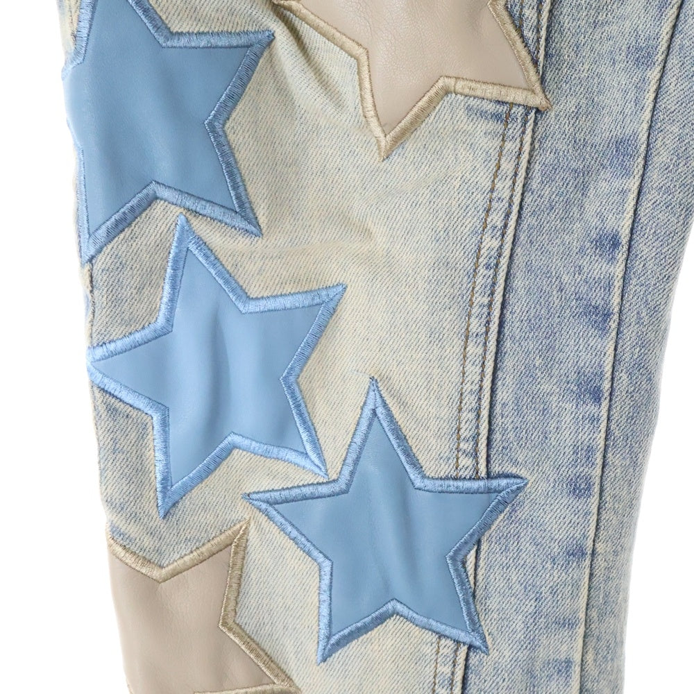 GUAPI(グアピ) STAR PATCH SLIM JEANS スターパッチスリムジーンズ ダブルニー インディゴ