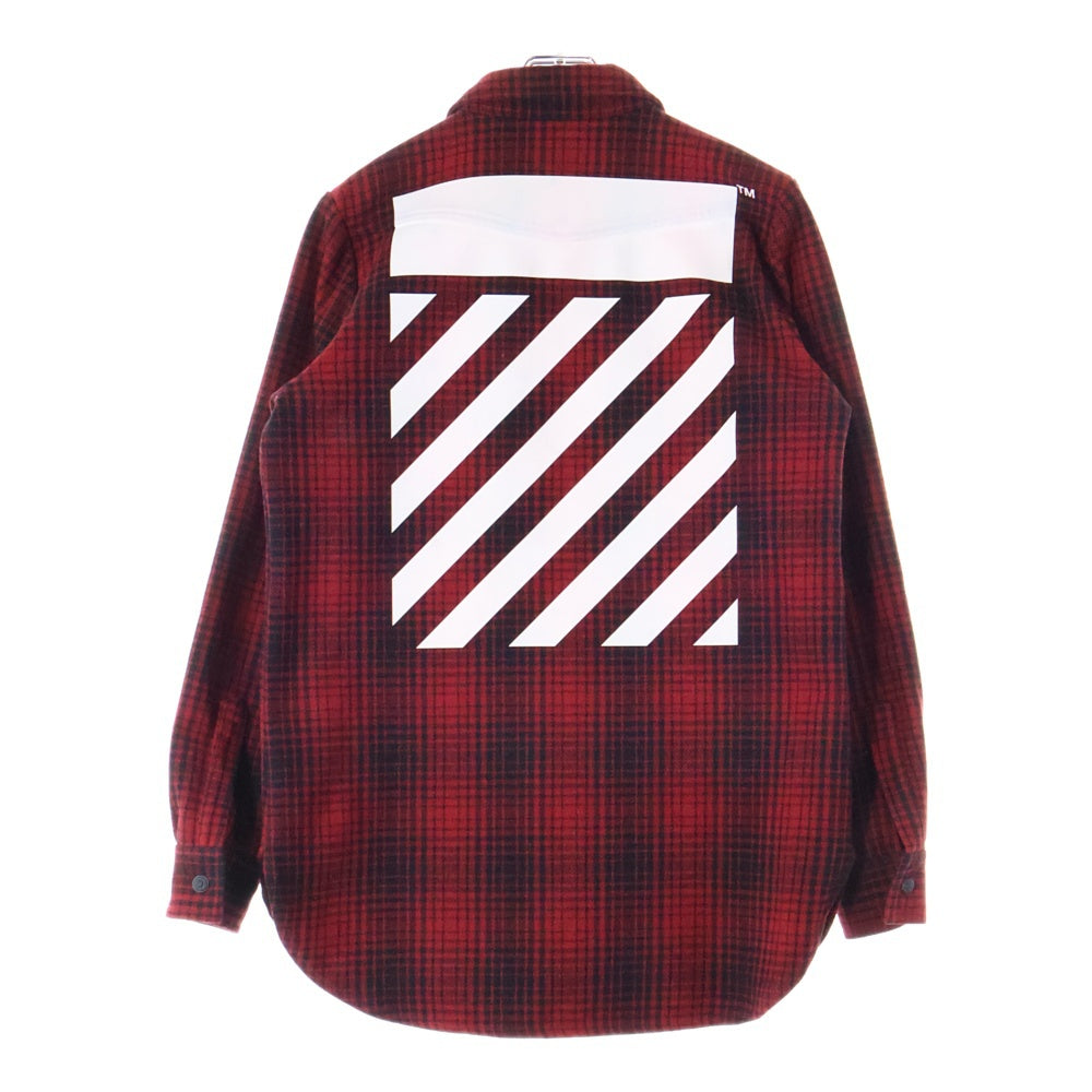 OFF-WHITE(オフホワイト) 19SS バックロゴ ウールチェックシャツ 長袖シャツ レッド