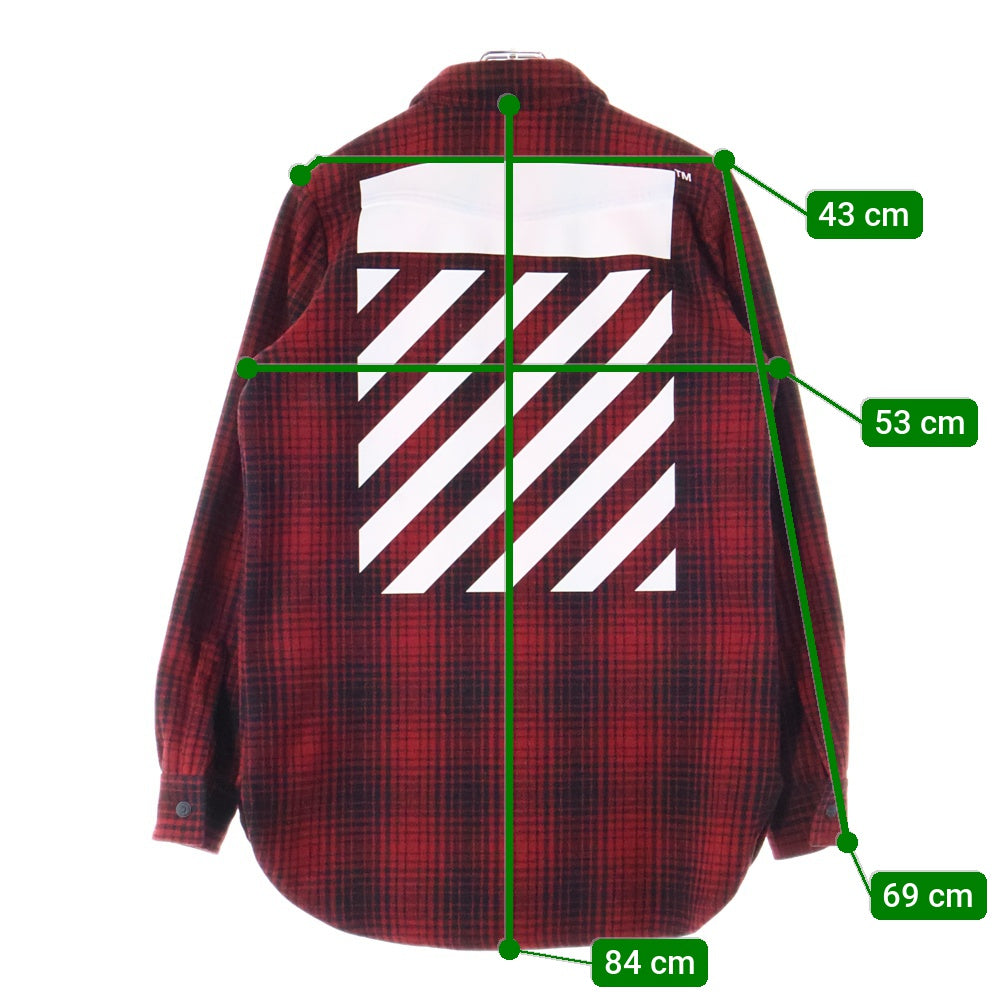 OFF-WHITE(オフホワイト) 19SS バックロゴ ウールチェックシャツ 長袖シャツ レッド