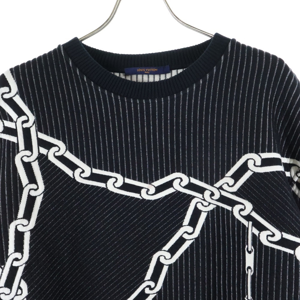 LOUIS VUITTON(ルイヴィトン) 20SS 3Dエフェクト チェーンストライプキルテッドクルーネックトレーナー RM201M TCA HIY03W ブラック