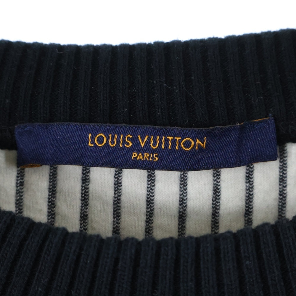 LOUIS VUITTON(ルイヴィトン) 20SS 3Dエフェクト チェーンストライプキルテッドクルーネックトレーナー RM201M TCA HIY03W ブラック