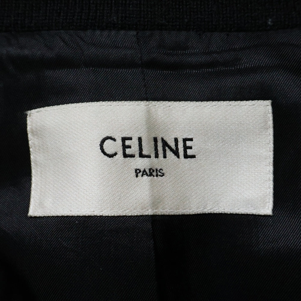 CELINE(セリーヌ) 22SS Classic Wool Teddy Jacket Cワッペンロゴ クラシックウール テディジャケット ブラック 2V56D896C
