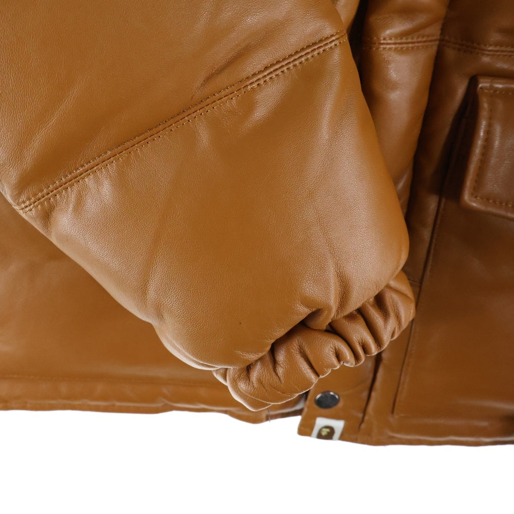 A BATHING APE(アベイシングエイプ) シープスキン レザー ダウンジャケット ブラウン