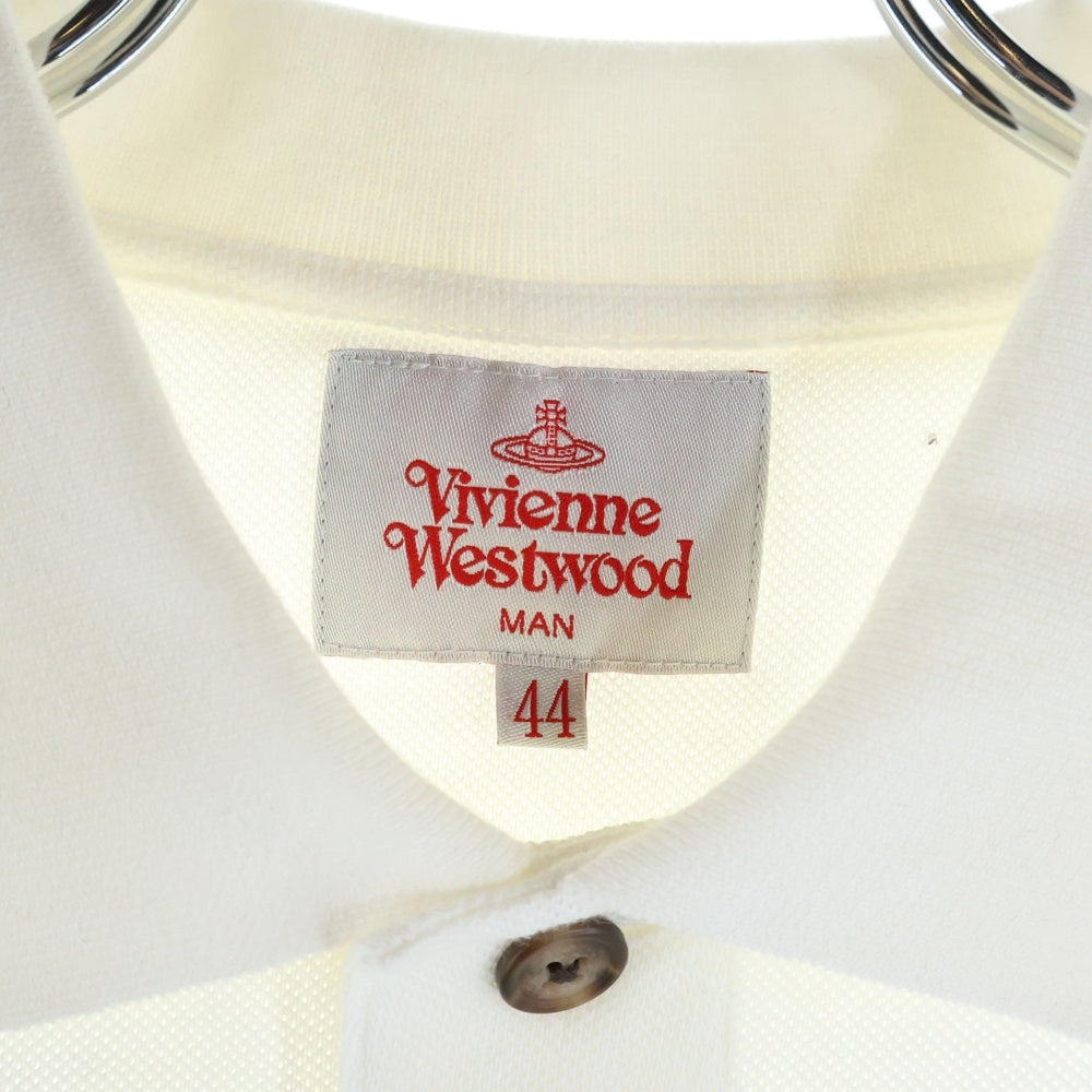 Vivienne Westwood(ヴィヴィアンウエストウッド) SAFETY PIN HEARR SHIRT セーフティピンハート刺繍 半袖ポロシャツ ホワイト