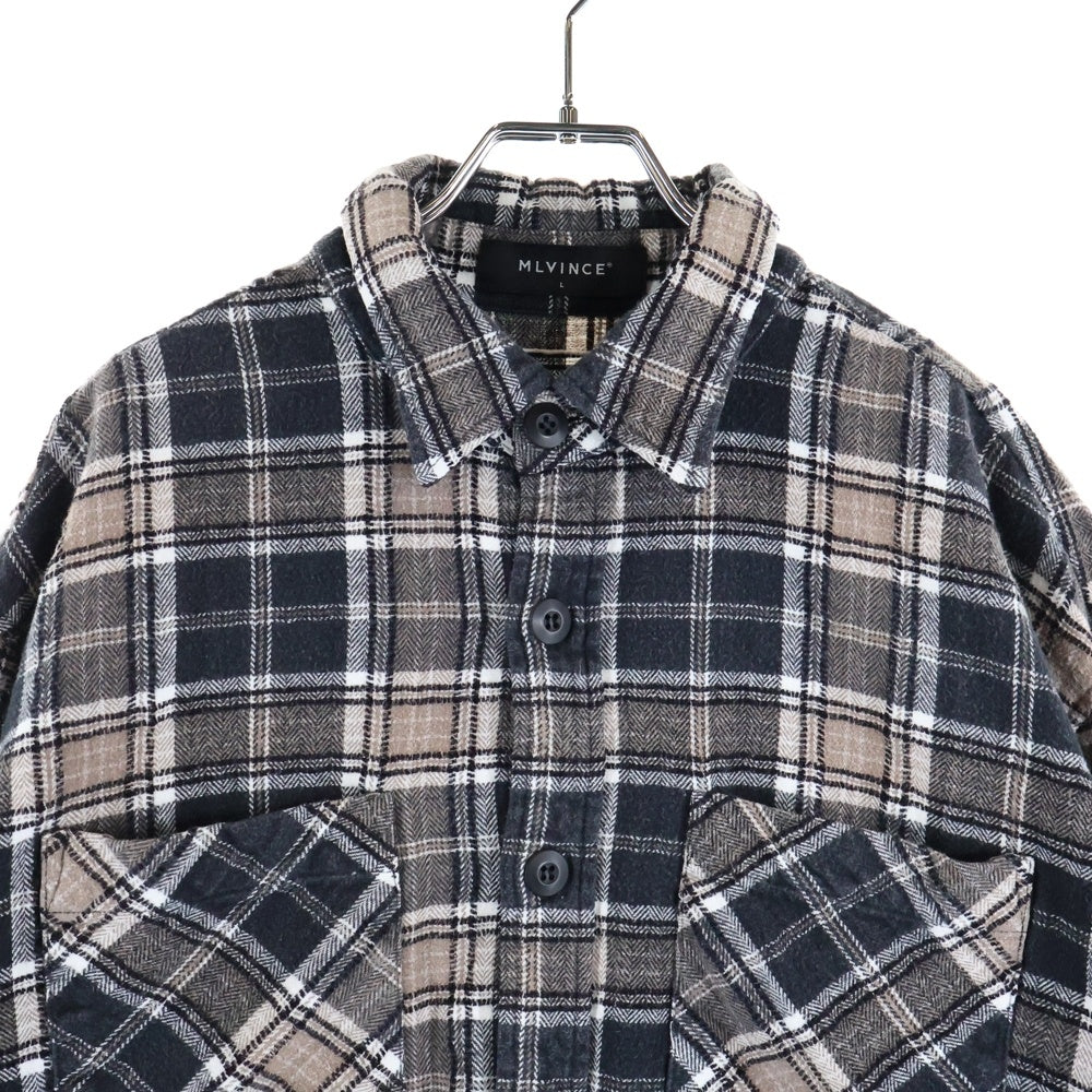 MLVINCE(メルヴィンス) flannel check shirt フランネルチェックシャツ 長袖シャツ ブラウン