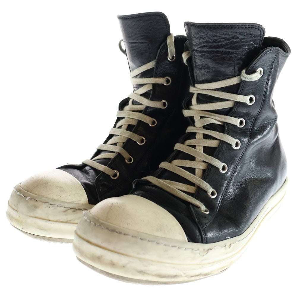 Rick Owens(リックオウエンス) RAMONES ラモーンズ サイドジップ ハイカットスニーカー ブラック/ホワイト 52370