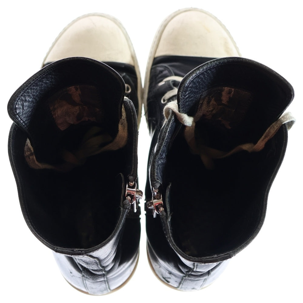 Rick Owens(リックオウエンス) RAMONES ラモーンズ サイドジップ ハイカットスニーカー ブラック/ホワイト 52370