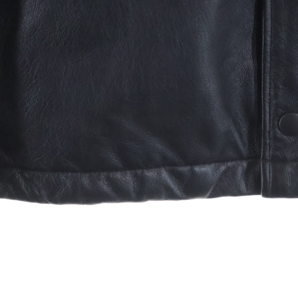 STUSSY(ステューシー) 13AW BRASS LEATHER COACH JACKET SSロゴ レザーコーチジャケット ブラック