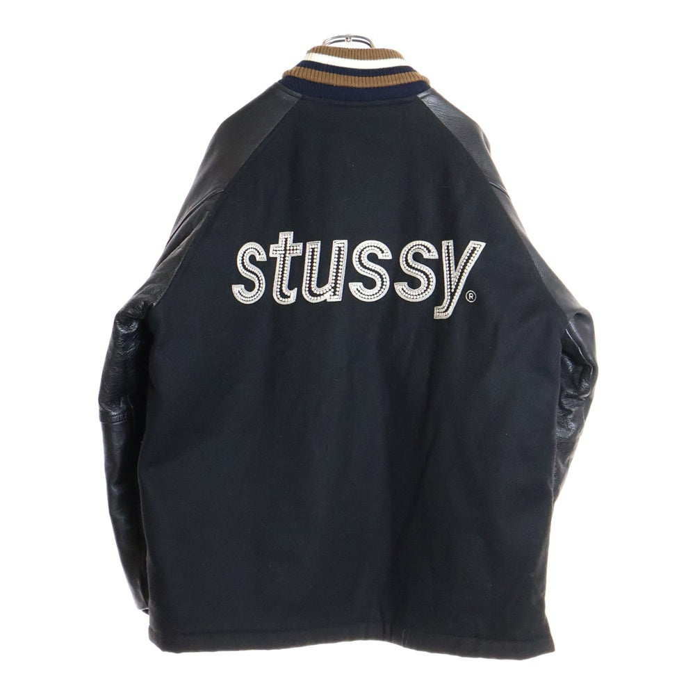 STUSSY(ステューシー) 90S 15周年 ロゴ刺繍 スタジアムジャケット ブラック