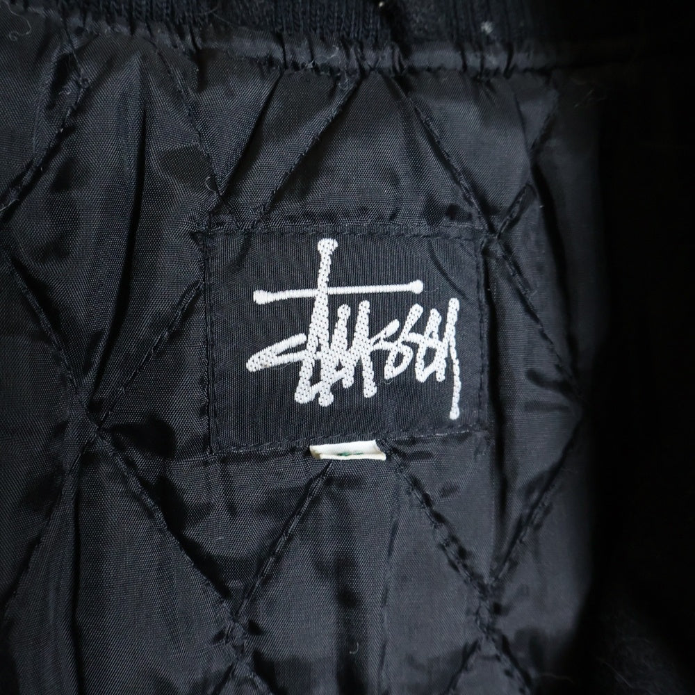 STUSSY(ステューシー) 90S 15周年 ロゴ刺繍 スタジアムジャケット ブラック