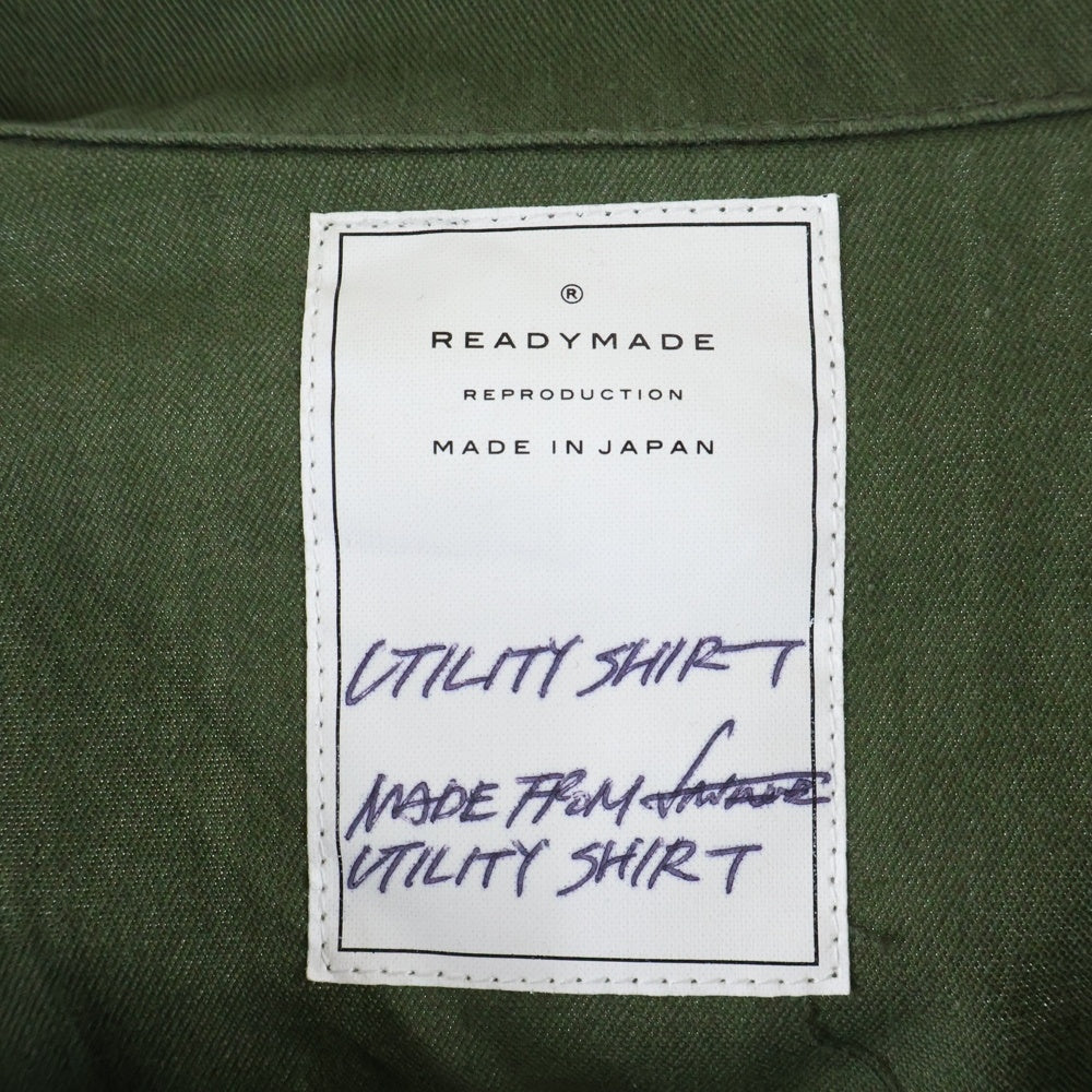 READY MADE(レディメイド) 24AW UTILITY SHIRT フラワー装飾ロングスリーブシャツ RE-CO-KH-00-00-257 カーキ