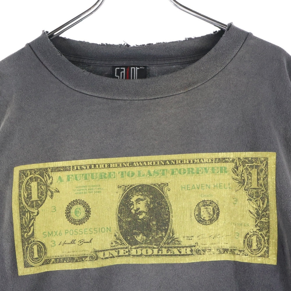 SAINT MICHAEL(セントマイケル) 22AW ×Kosuke Kawamura KMR LS TEE ヴィンテージ加工 長袖Tシャツカットソー ブラック SM-A22-0000-083