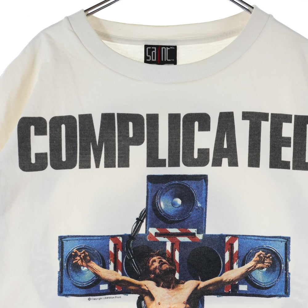 SAINT MICHAEL(セントマイケル) 23AW×河村康輔 COMPLICATED PRINT S/S TEE フロントプリント 半袖Tシャツ カットソー ホワイト SM-A23-0000-C18