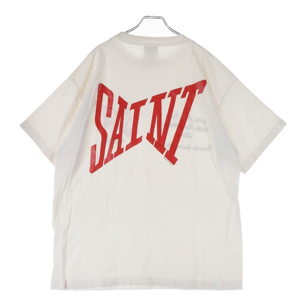 SAINT MICHAEL(セントマイケル) 21SS S/S TEE LOGO EMB ロゴプリント クルーネック 半袖Tシャツ カットソー ホワイト SM-S21-0000-007
