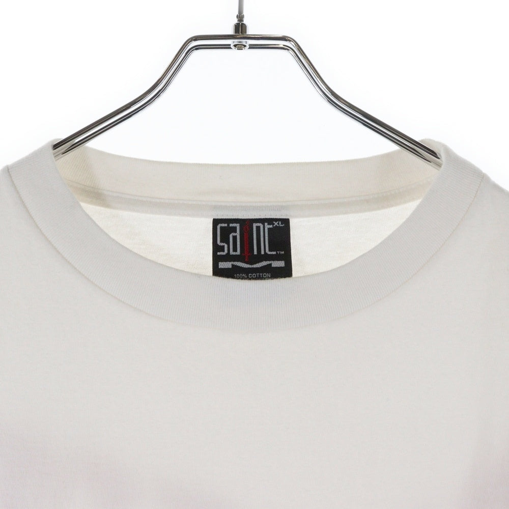 SAINT MICHAEL(セントマイケル) 21SS S/S TEE LOGO EMB ロゴプリント クルーネック 半袖Tシャツ カットソー ホワイト SM-S21-0000-007