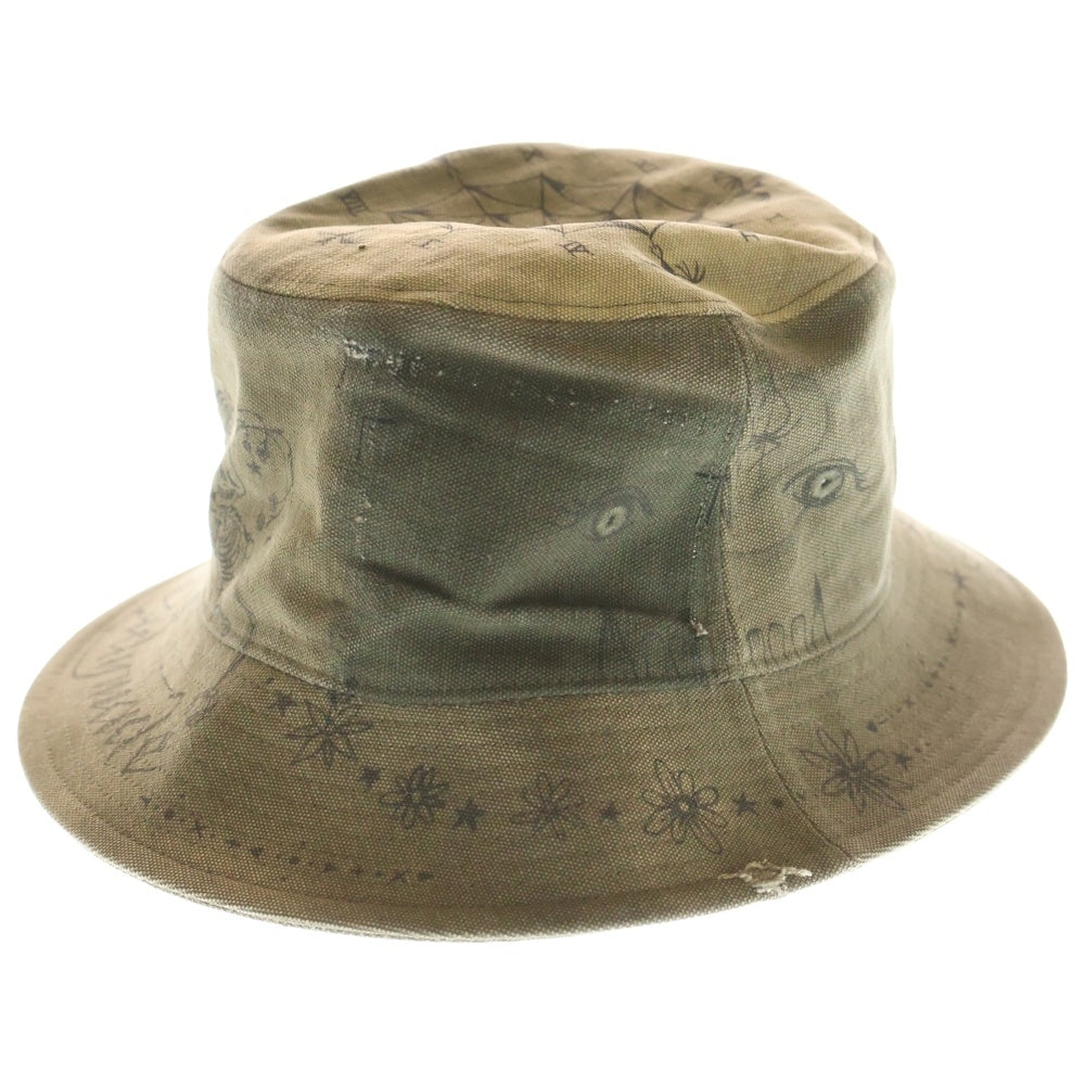 READY MADE(レディメイド) ×DR.WOO BUCKET HAT TATOO タトゥーバケットハット ドクターウー カーキ REDW-CO-KH-00-00-03
