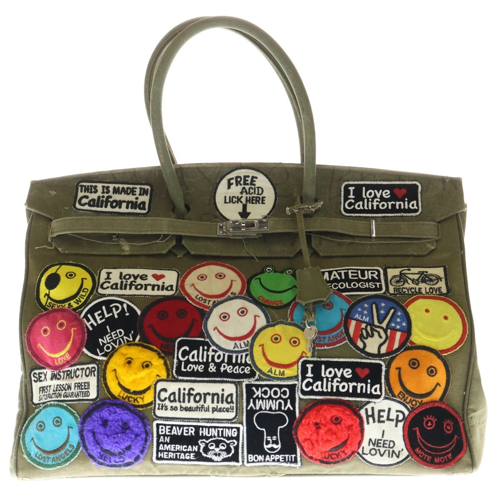 READY MADE(レディメイド) ×A LOVE MOVEMENT ワッペン装飾 トラベルバッグ トートバッグ カーキ