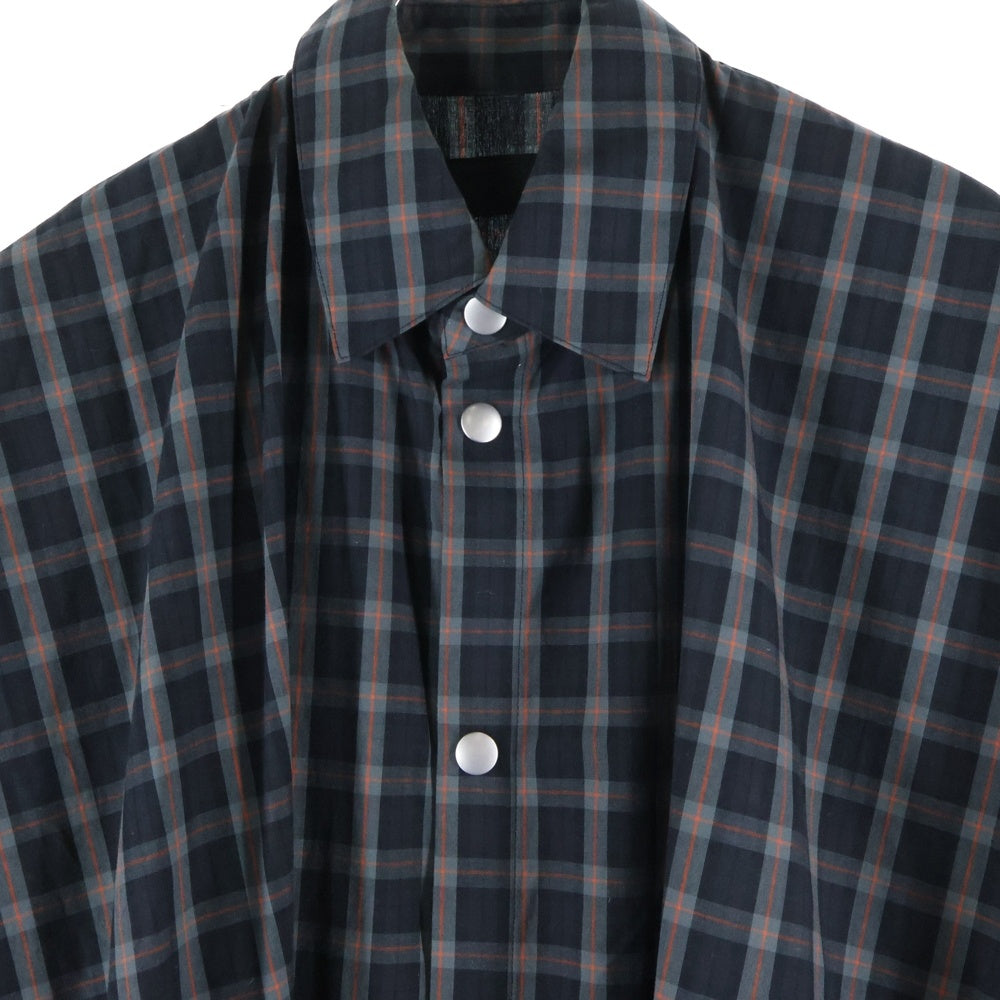 Marvine Pontiak shirt makers(マーヴィンポンティアックシャツメイカーズ) サイドジップスリット チェックシャツ ブラック