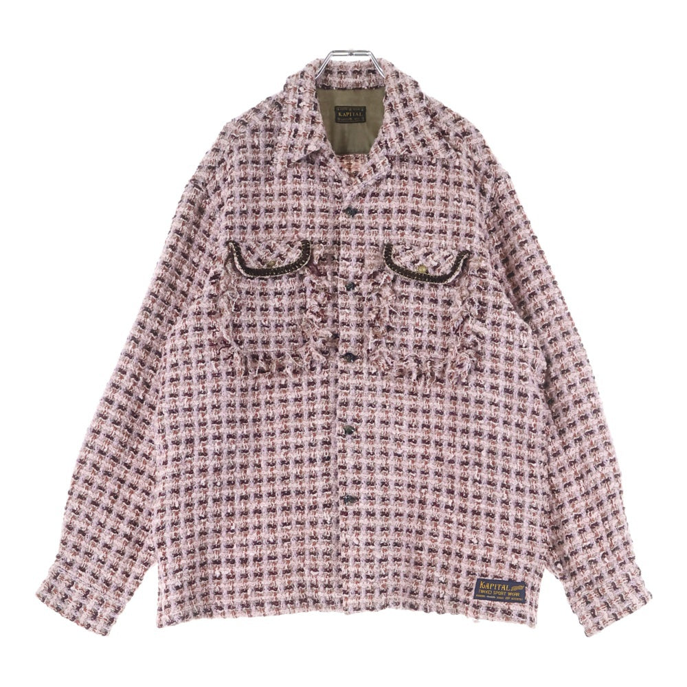 KAPITAL(キャピタル) fancy tweed board shirt ファンシー ツイード ボード 長袖シャツジャケット ピンク K2410LS092