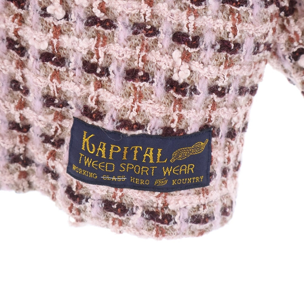 KAPITAL(キャピタル) fancy tweed board shirt ファンシー ツイード ボード 長袖シャツジャケット ピンク K2410LS092